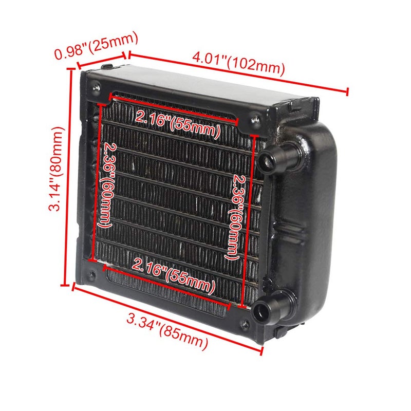 BXQINLENX 10 Pipe Aluminum Heat Exchanger Radiator for PC CPU CO2 Laser Water Cool System Computer 80mm - Image 1